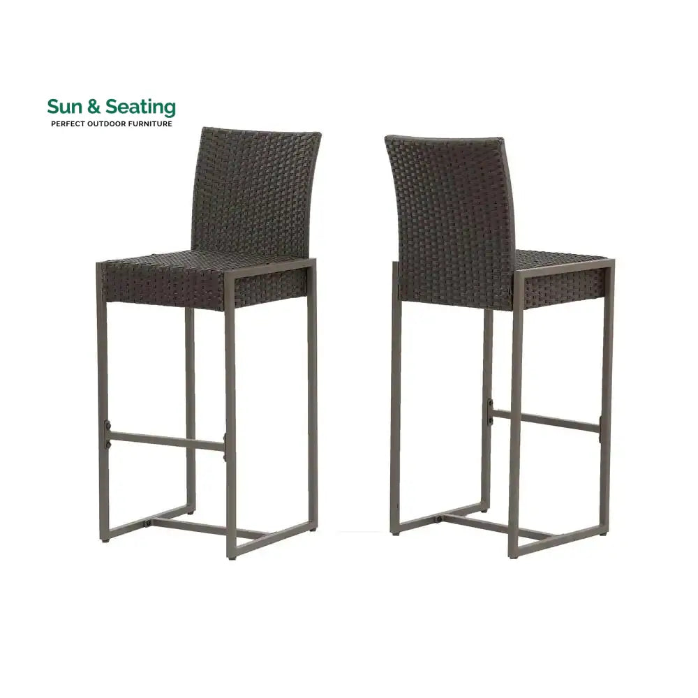 Retti Outdoor Patio Bar Chair 2 Chairs For Balcony (Brown) Bar Sets