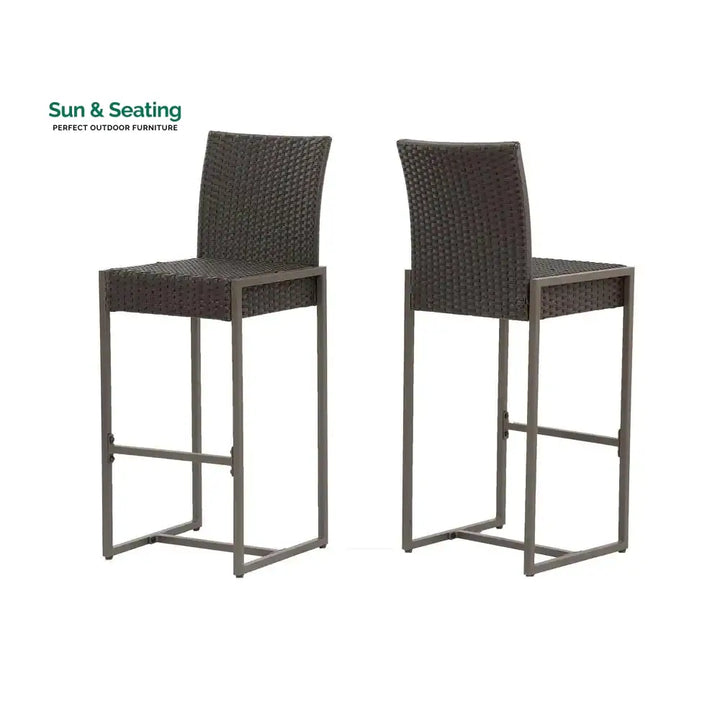 Retti Outdoor Patio Bar Chair 2 Chairs For Balcony (Brown) Bar Sets
