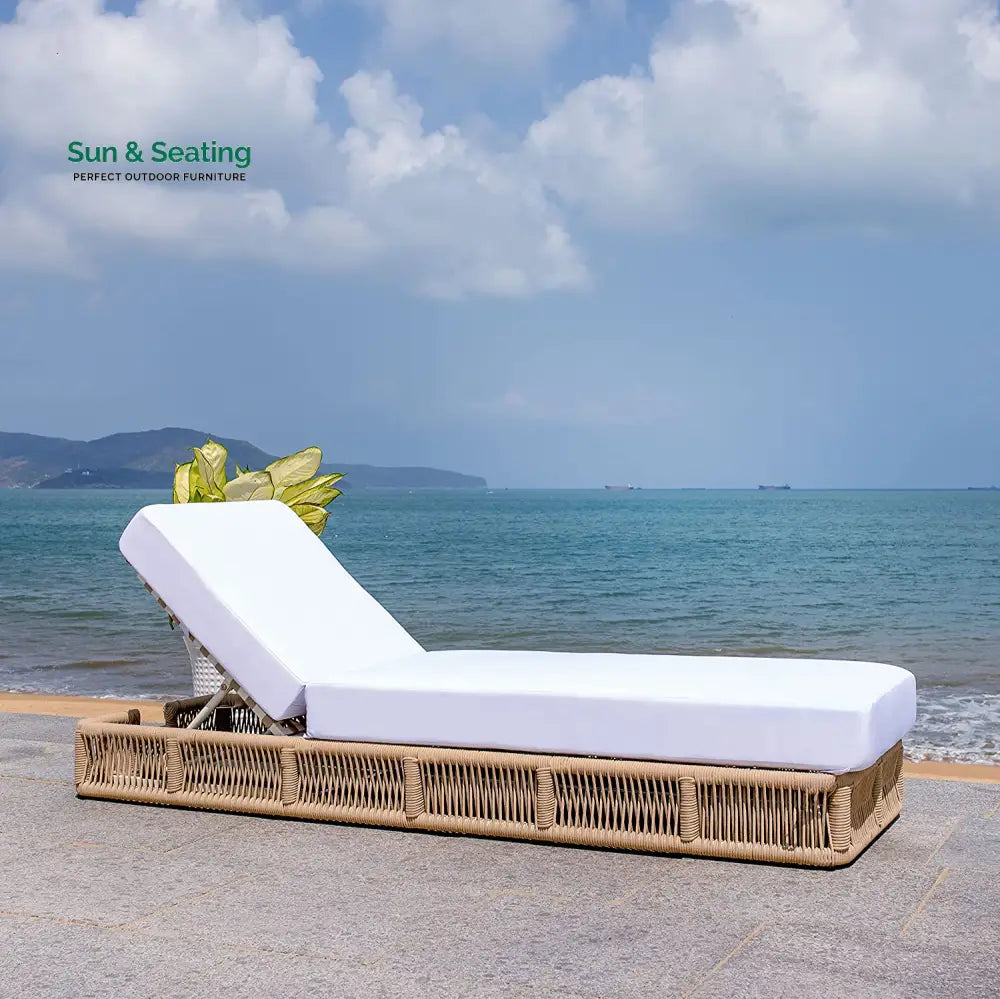 Reynard Outdoor Swimming Poolside Lounger (Tan) Braided &amp; Rope Loungers