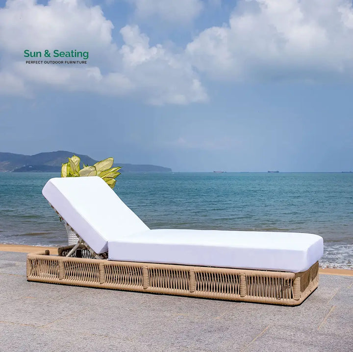 Reynard Outdoor Swimming Poolside Lounger (Tan) Braided &amp; Rope Loungers