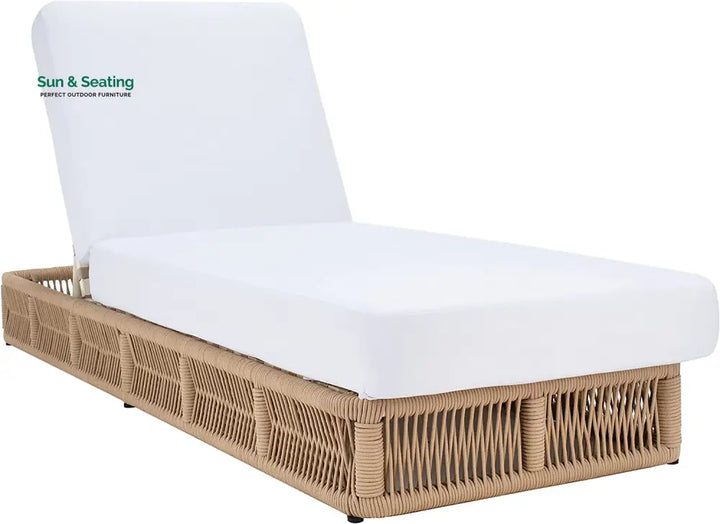 Reynard Outdoor Swimming Poolside Lounger (Tan) Braided &amp; Rope Loungers