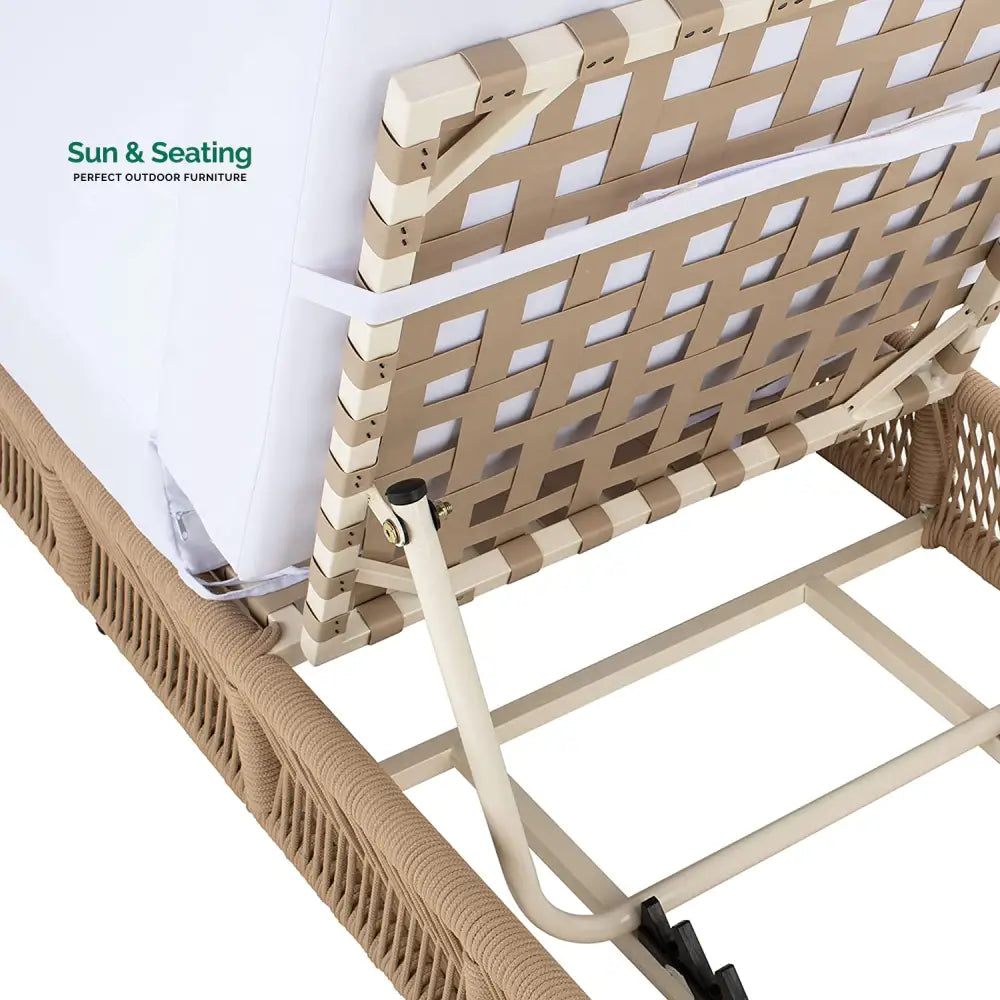 Reynard Outdoor Swimming Poolside Lounger (Tan) Braided &amp; Rope Loungers