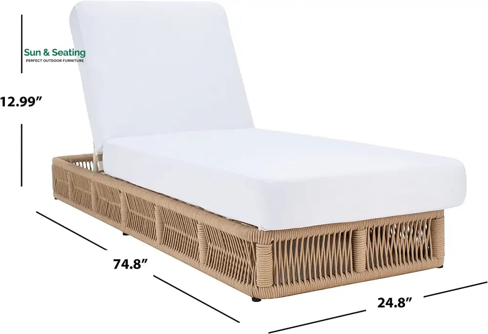 Reynard Outdoor Swimming Poolside Lounger (Tan) Braided &amp; Rope Loungers