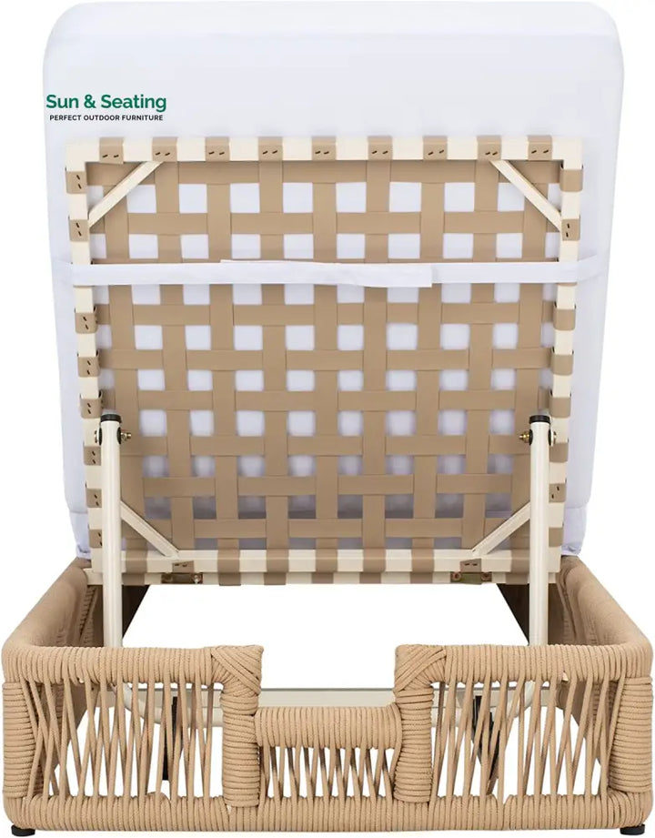 Reynard Outdoor Swimming Poolside Lounger (Tan) Braided &amp; Rope Loungers