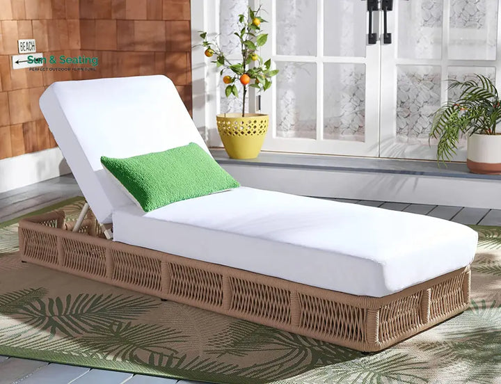 Reynard Outdoor Swimming Poolside Lounger (Tan) Braided &amp; Rope Loungers