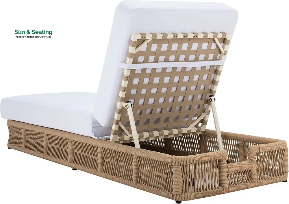 Reynard Outdoor Swimming Poolside Lounger (Tan) Braided &amp; Rope Loungers