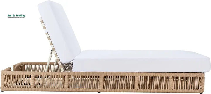 Reynard Outdoor Swimming Poolside Lounger (Tan) Braided &amp; Rope Loungers