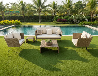 Ricci Outdoor Sofa Set 2 Seater 2 Single seater and 1 Center Table (Brown + Beige) Sofa Sets