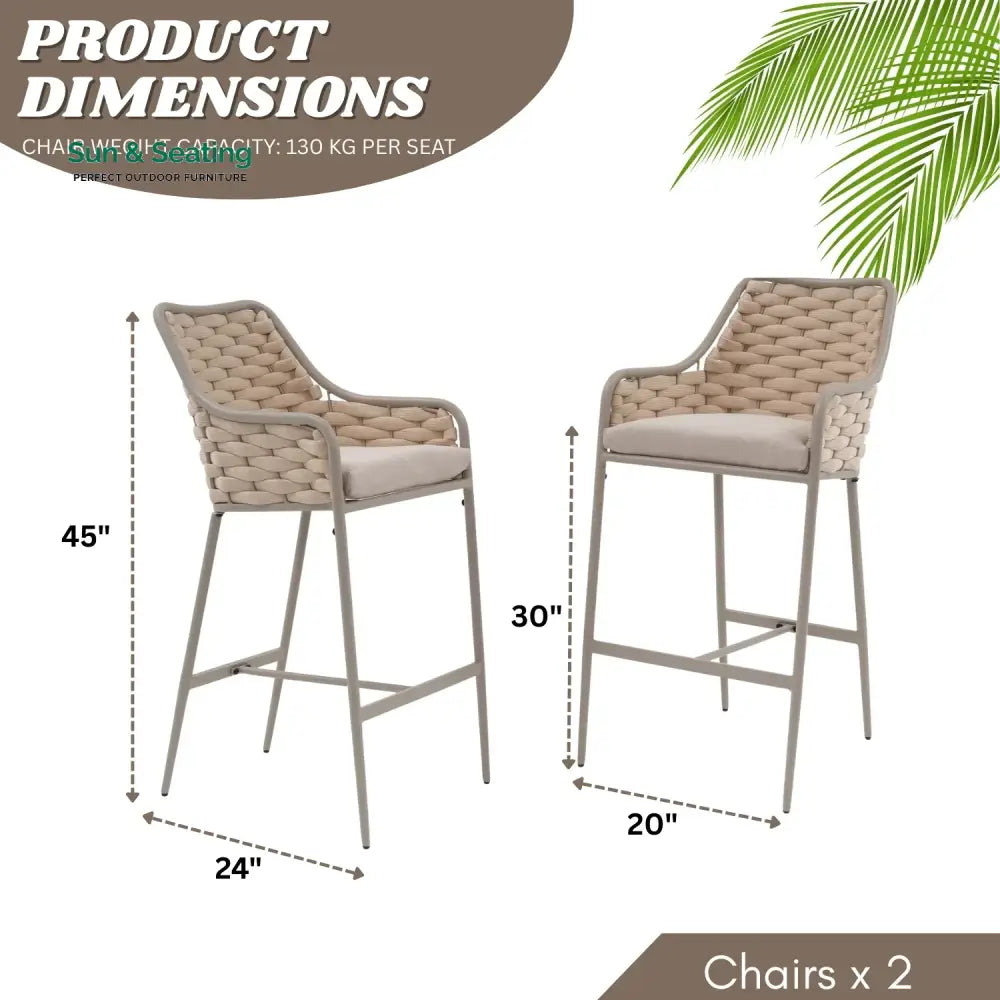 Rika 2-Piece Outdoor Rope Bar Chairs – Stylish Comfort Built to Last Bar Chairs