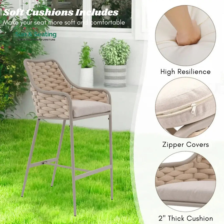 Rika 2-Piece Outdoor Rope Bar Chairs – Stylish Comfort Built to Last Bar Chairs