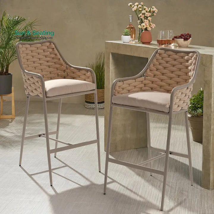 Rika 2-Piece Outdoor Rope Bar Chairs – Stylish Comfort Built to Last Bar Chairs
