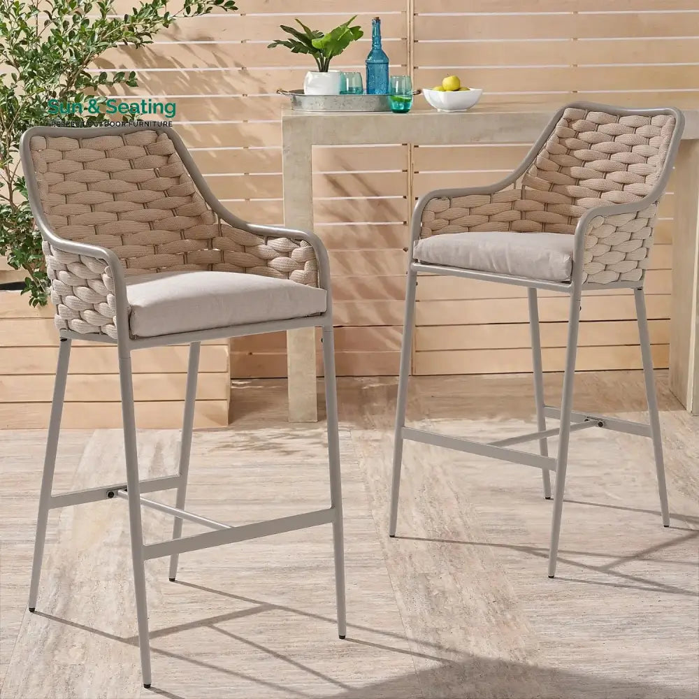 Rika 2-Piece Outdoor Rope Bar Chairs – Stylish Comfort Built to Last Bar Chairs