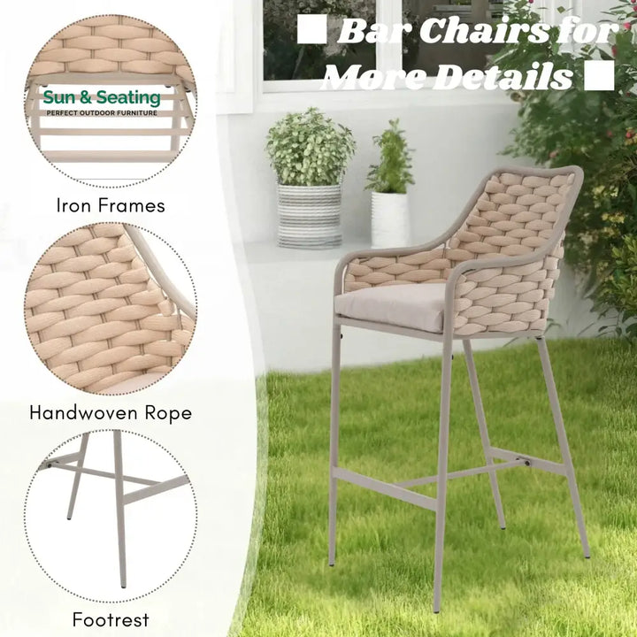 Rika 2-Piece Outdoor Rope Bar Chairs – Stylish Comfort Built to Last Bar Chairs