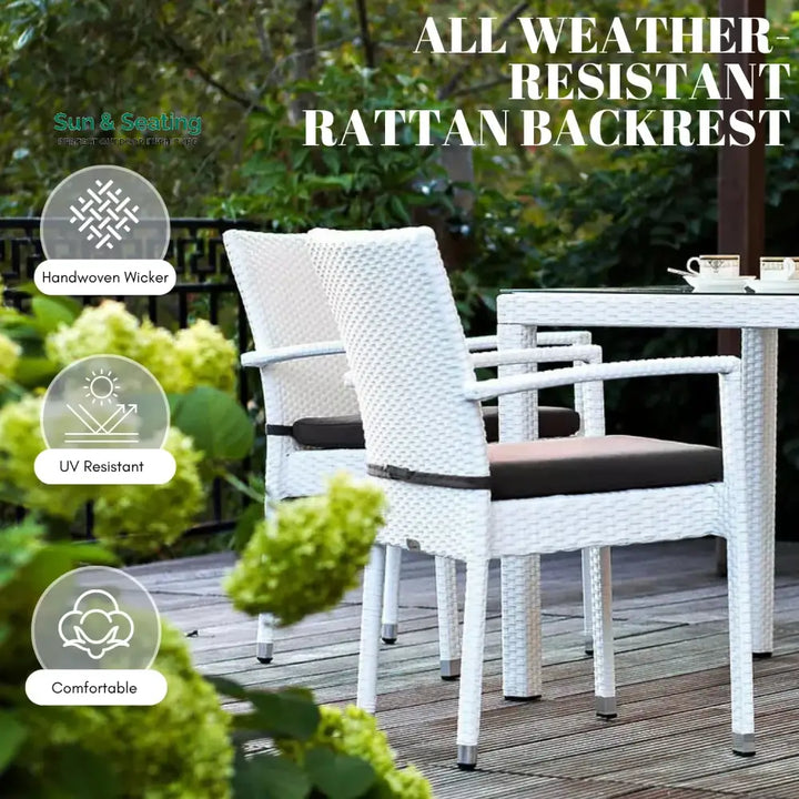Riko 5-Piece Outdoor Patio Dining Set With Rattan Chairs &amp; Glass-Top Table Dining Set