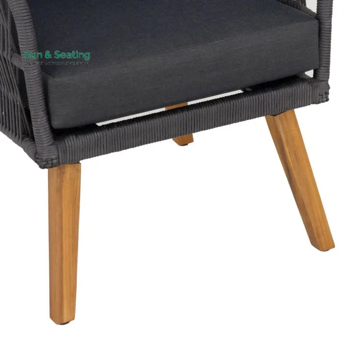 Riley 4-Piece Outdoor Rope Patio Furniture Set with Wood-Top Table Sofa Set