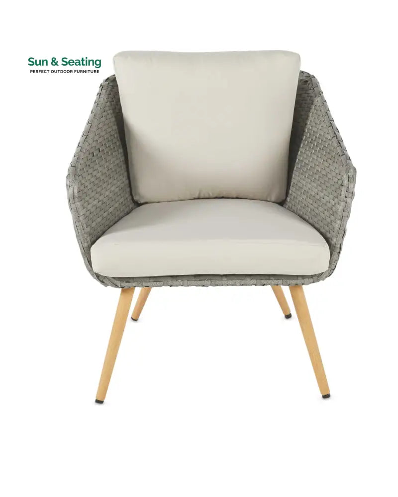 Rios Outdoor Garden Balcony Sofa Set 2 Seater 2 Single seater and 1 Center Table Set (Gray + Beige) Sofa Sets