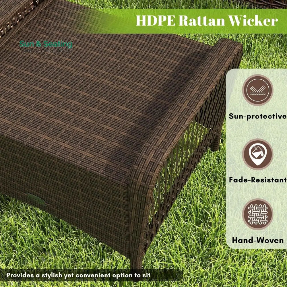 Riya 2-Piece Outdoor Rattan Wicker Ottoman Set Footrest