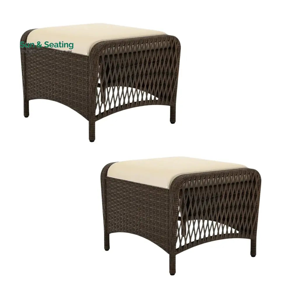 Riya 2-Piece Outdoor Rattan Wicker Ottoman Set Footrest