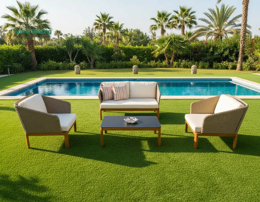 Roberta Outdoor Sofa Set 2 Seater 2 Single seater and 1 Center Table (Beige + Brown) Sofa Sets