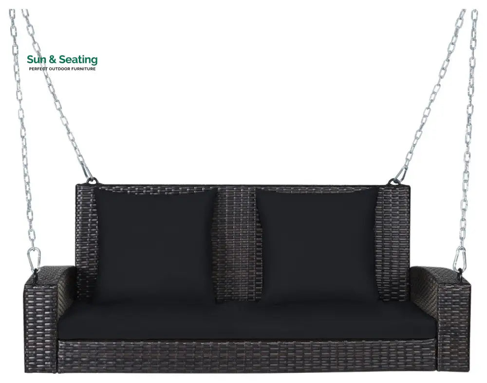 Robertina Double Seater Hanging Swing Without Stand For Balcony Garden Swing (Dark Brown) Black Swings