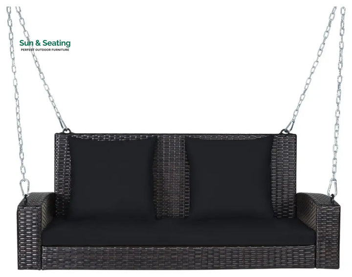 Robertina Double Seater Hanging Swing Without Stand For Balcony Garden Swing (Dark Brown) Black Swings