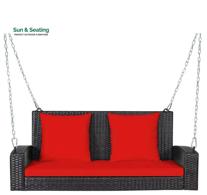 Robertina Double Seater Hanging Swing Without Stand For Balcony Garden Swing (Dark Brown) Red Swings