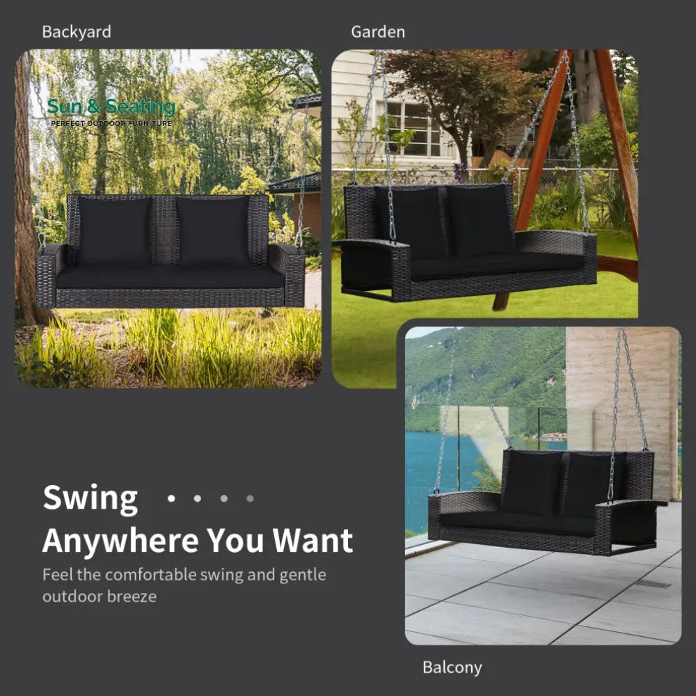 Robertina Double Seater Hanging Swing Without Stand For Balcony Garden Swing (Dark Brown) Swings