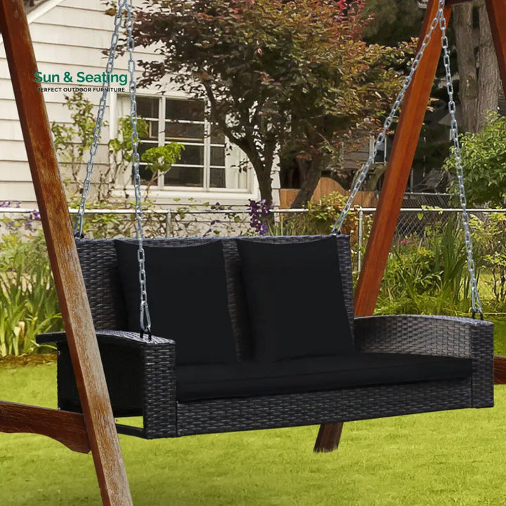 Robertina Double Seater Hanging Swing Without Stand For Balcony Garden Swing (Dark Brown) Swings