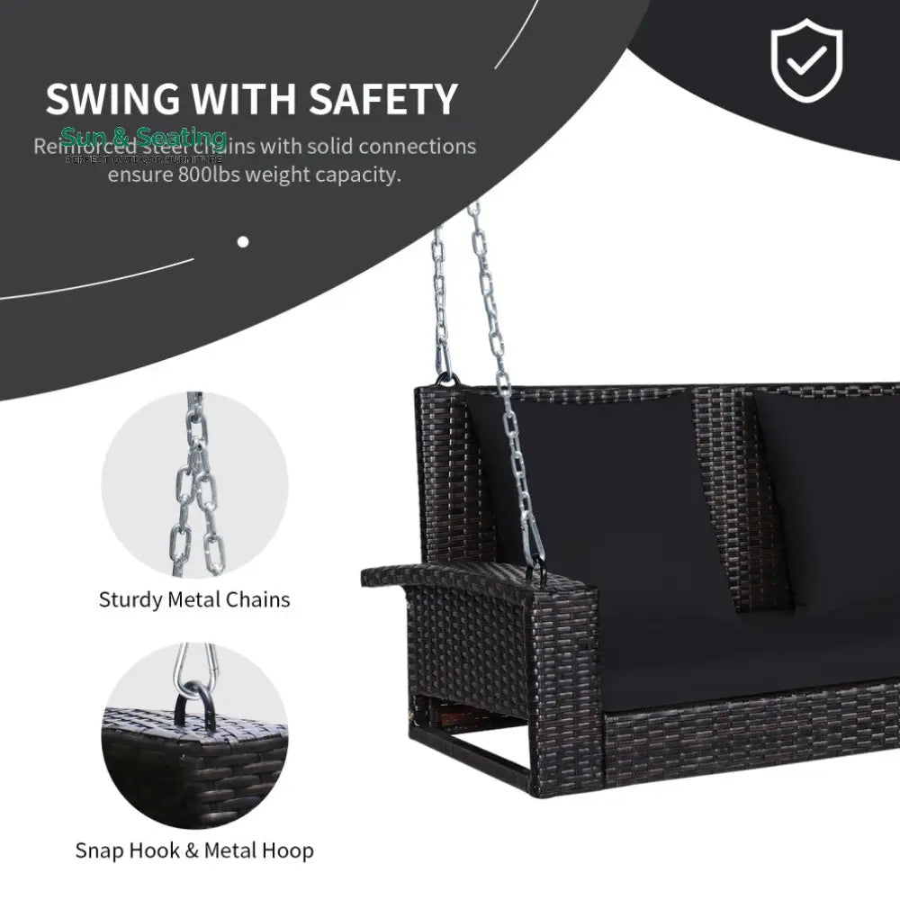Robertina Double Seater Hanging Swing Without Stand For Balcony Garden Swing (Dark Brown) Swings