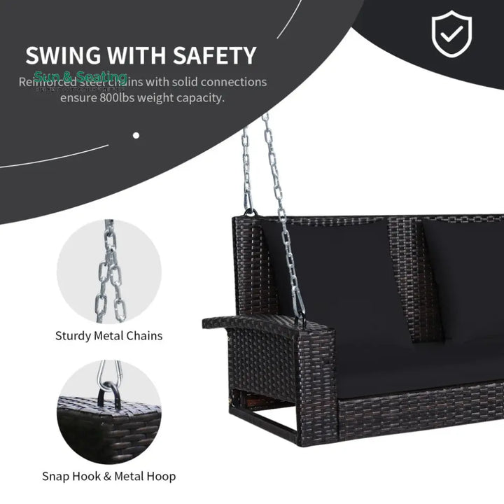 Robertina Double Seater Hanging Swing Without Stand For Balcony Garden Swing (Dark Brown) Swings