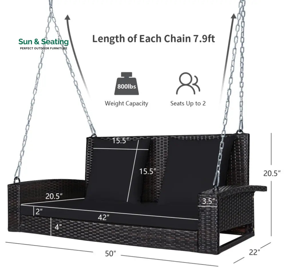 Robertina Double Seater Hanging Swing Without Stand For Balcony Garden Swing (Dark Brown) Swings