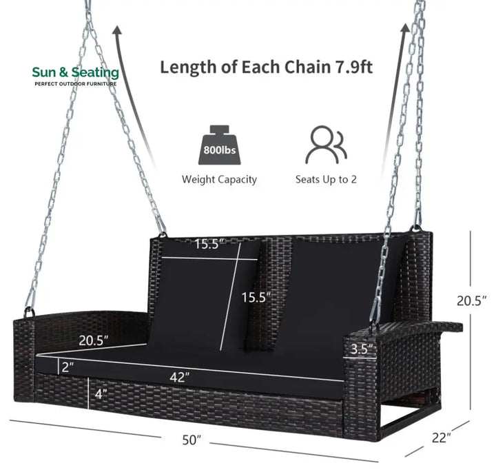 Robertina Double Seater Hanging Swing Without Stand For Balcony Garden Swing (Dark Brown) Swings