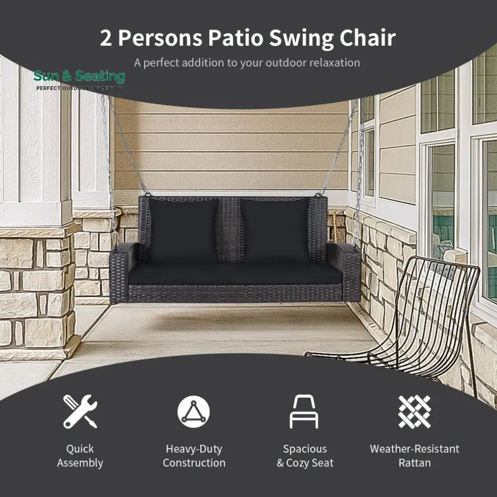 Robertina Double Seater Hanging Swing Without Stand For Balcony Garden Swing (Dark Brown) Swings