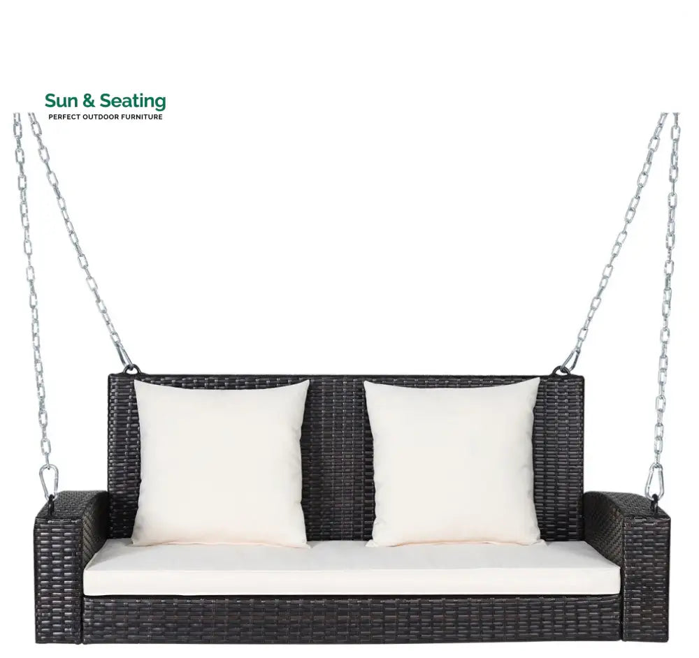 Robertina Double Seater Hanging Swing Without Stand For Balcony Garden Swing (Dark Brown) White Swings