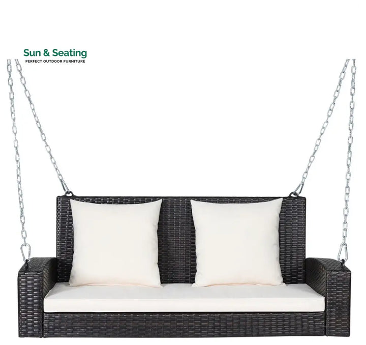 Robertina Double Seater Hanging Swing Without Stand For Balcony Garden Swing (Dark Brown) White Swings