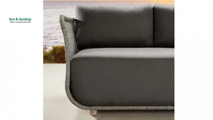 Rocco Outdoor Sofa 3 Seater 2 Single Seater (Dark Grey) Braided & Rope Sofa Sets