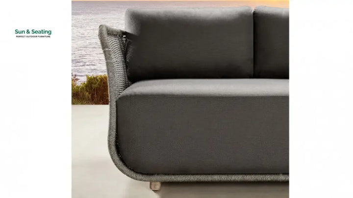 Rocco Outdoor Sofa 3 Seater 2 Single Seater (Dark Grey) Braided &amp; Rope Sofa Sets
