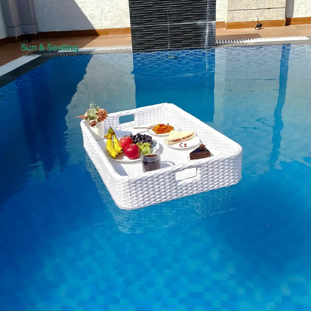 Rocío Luxury Floating Serving Tray For Swimming Pool - White(Rectangle) Floating Tray