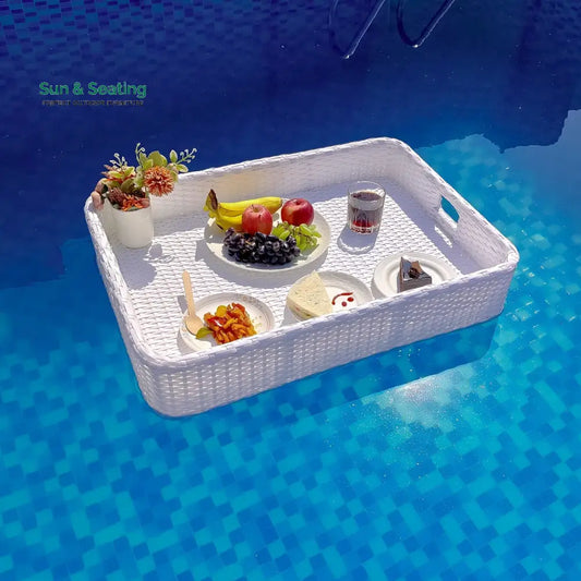 Rocío Luxury Floating Serving Tray For Swimming Pool - White(Rectangle) Floating Tray