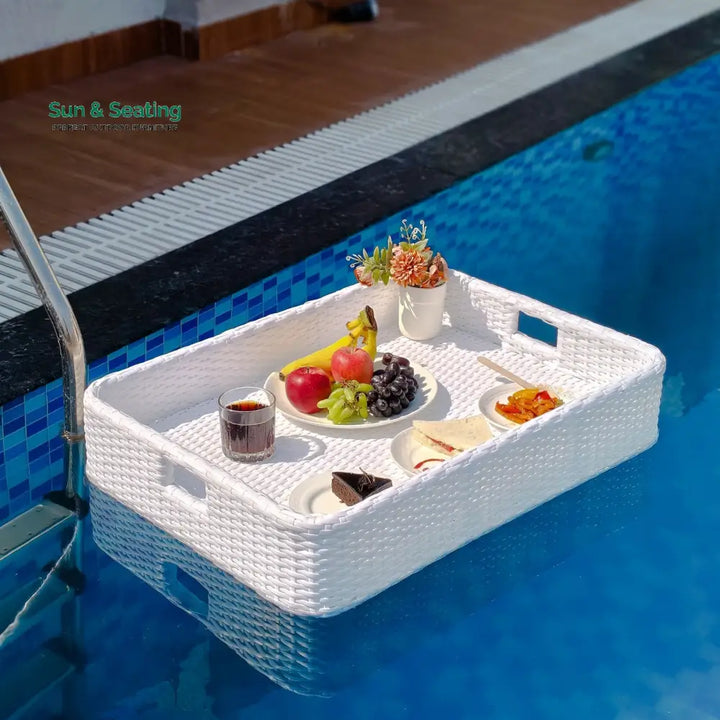 Rocío Luxury Floating Serving Tray For Swimming Pool - White(Rectangle) Floating Tray
