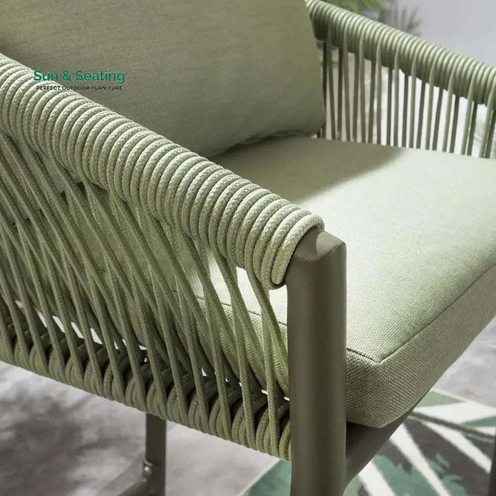 Rocío Outdoor Patio Bar Set 4 Chairs and 1 Table Set (Green) Braided &amp; Rope Bar Sets