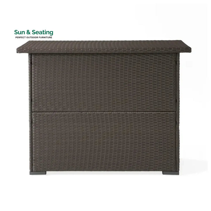 Rocio Outdoor Rattan Wicker Bar Table With Storage Selves Bar Table