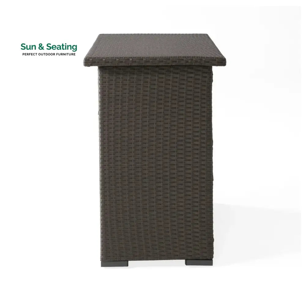 Rocio Outdoor Rattan Wicker Bar Table With Storage Selves Bar Table
