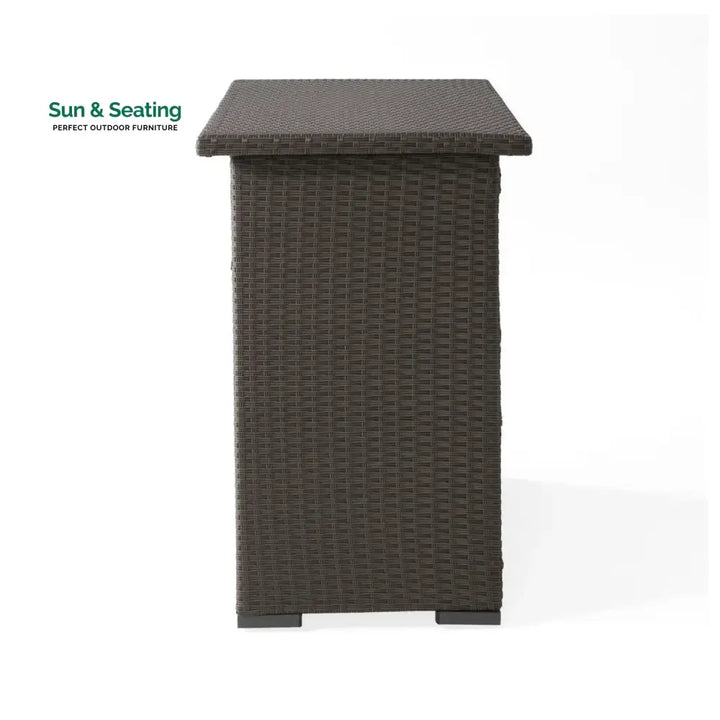 Rocio Outdoor Rattan Wicker Bar Table With Storage Selves Bar Table