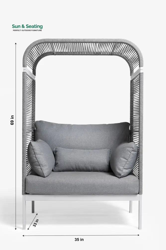 Rock Outdoor Poolside Sunbed With Cushion Daybed (Grey) Braided &amp; Rope Sunbed
