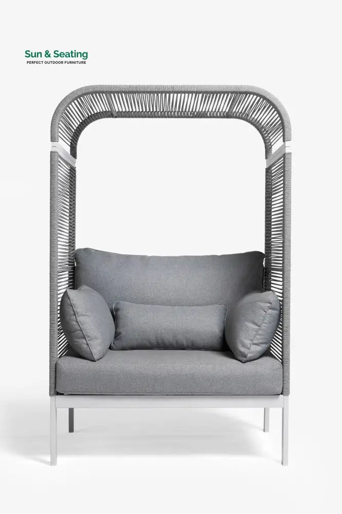 Rock Outdoor Poolside Sunbed With Cushion Daybed (Grey) Braided &amp; Rope Sunbed