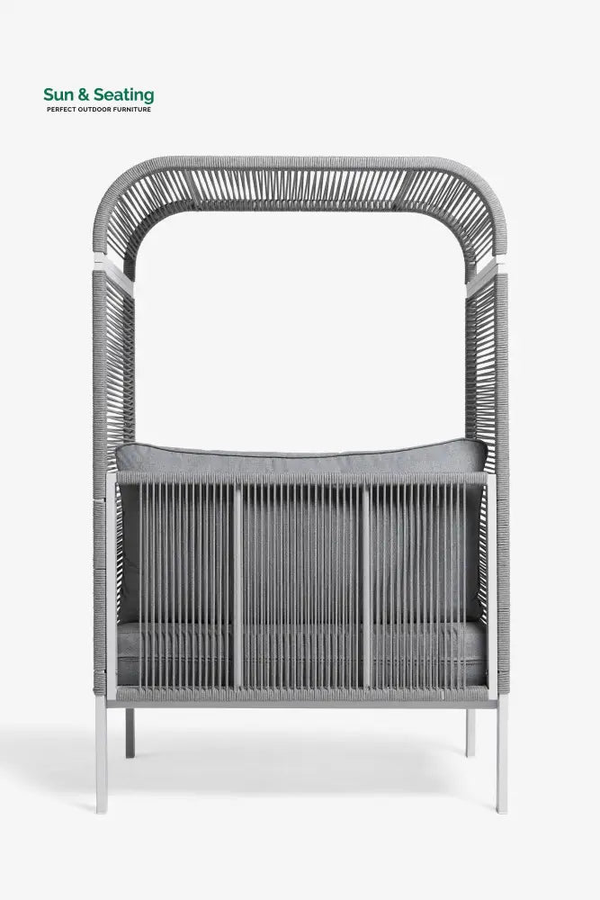 Rock Outdoor Poolside Sunbed With Cushion Daybed (Grey) Braided &amp; Rope Sunbed