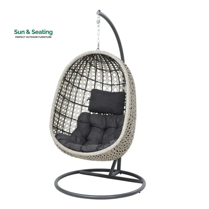 Rodolfo Single Seater Hanging Swing With Stand For Balcony Garden Swing (Grey) Swings