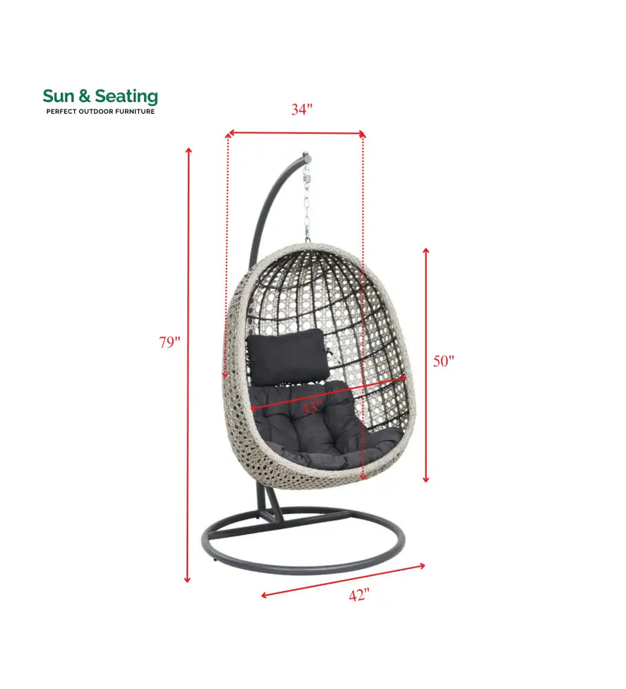 Rodolfo Single Seater Hanging Swing With Stand For Balcony Garden Swing (Grey) Swings