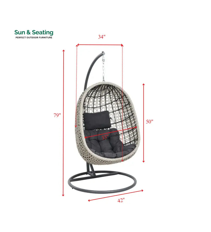 Rodolfo Single Seater Hanging Swing With Stand For Balcony Garden Swing (Grey) Swings